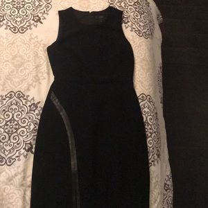 J Crew black crêpe dress leather trim sz 6